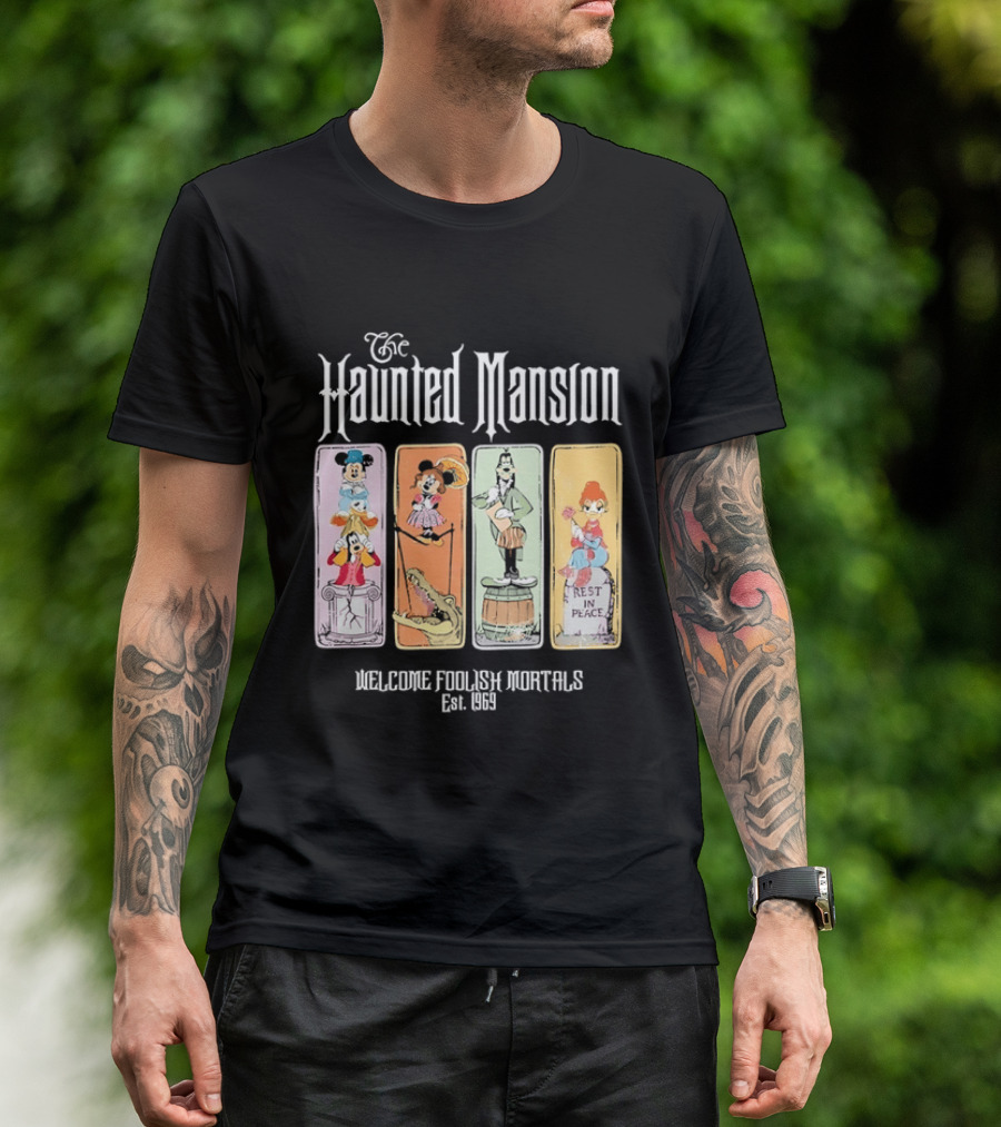 The Haunted Mansion Welcome Foolish Mortals Est 1969 Distressed T-Shirt