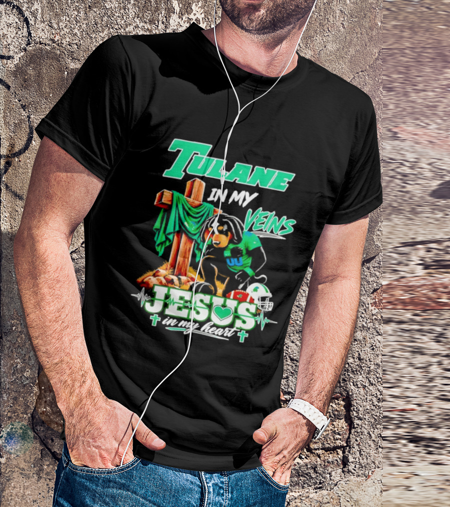Tulane Spirit Football Jesus Faithful Heart Cross Helmets Football T-Shirt