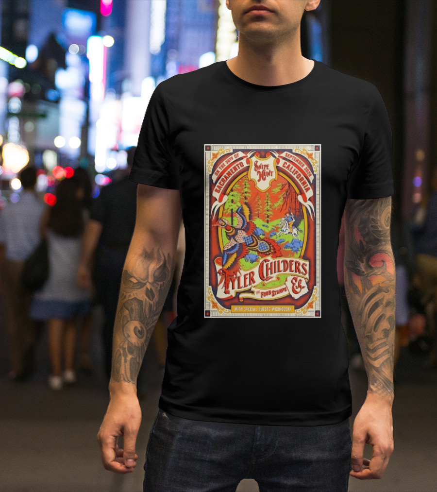 Tyler Childers And The Food Stamps Snipe Hunt Sacramento September 30th 2023 California Concert T-Shirt