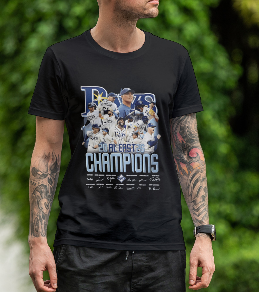 Rays 20 AL East Champions Featuring Seymour Diaz Caminero Aranda Simpson T-Shirt
