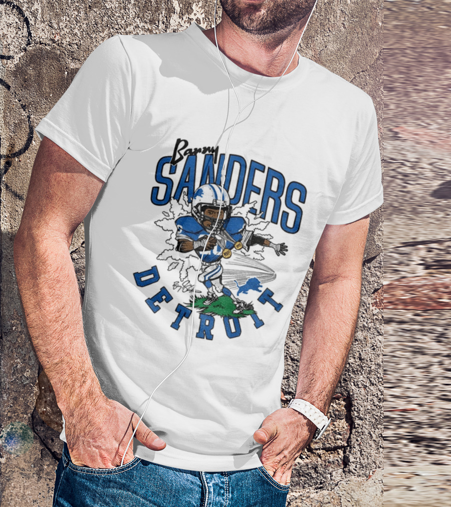 Barry Sanders Detroit Lions Caricature Player NFL Football Legend T-Shirt