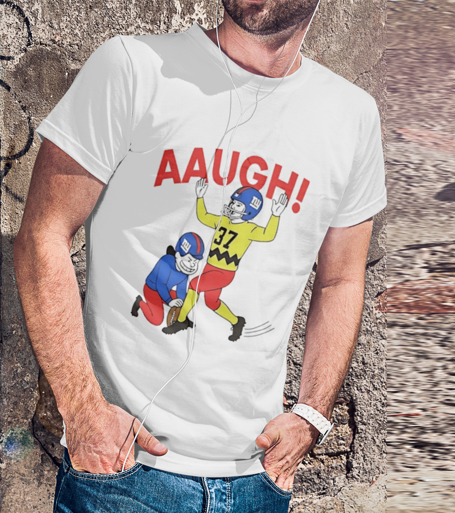 Charlie Brown New York Giants AAUGH Football 37 Peanuts Comic T-Shirt