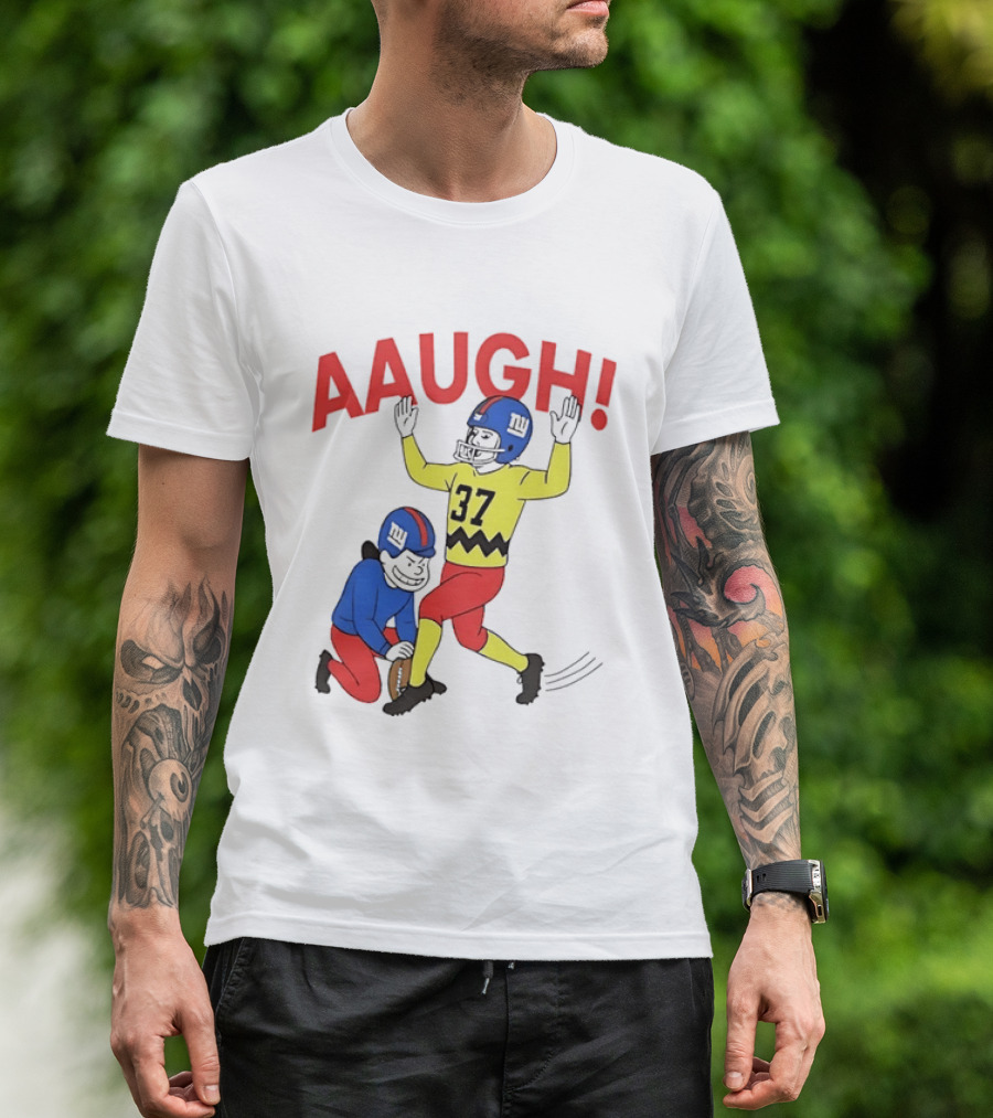 Charlie Brown New York Giants AAUGH Football 37 Peanuts Comic T-Shirt