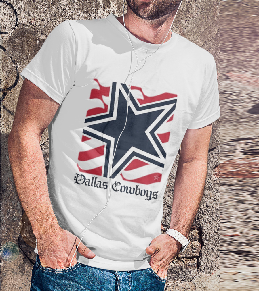 Dallas Cowboys Star With Red Background Stripes T-Shirt