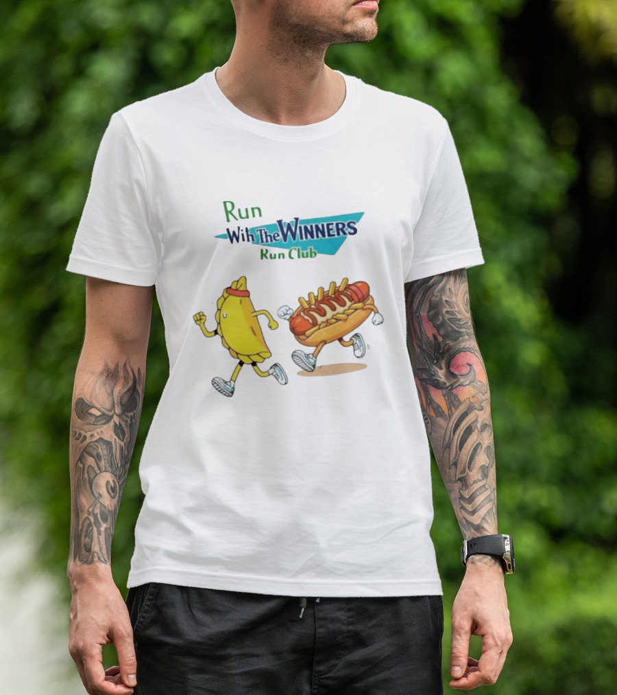 Run With The Winners Run Club Empanada And Hot Dog Race T-Shirt