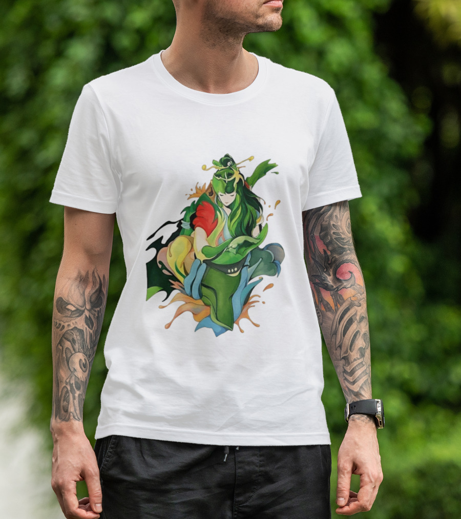 Shun Of Andromeda Saint Seiya Anime Character Art Green And Red T-Shirt
