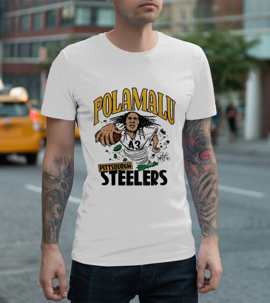 Polamalu Pittsburgh Steelers Caricature Player Number 43 T-Shirt