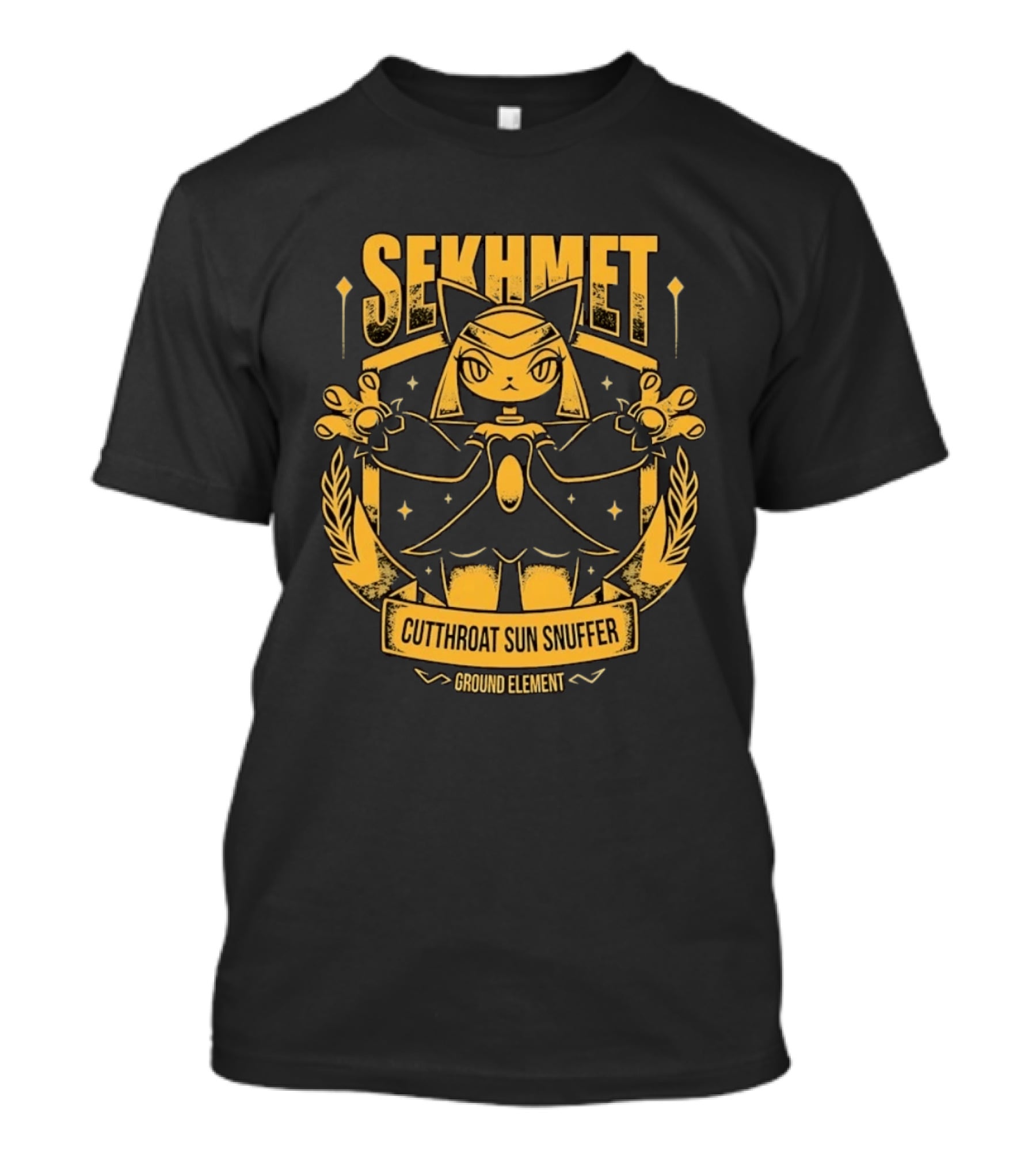 Sekhmet Cutthroat Sun Snuffer Ground Element Magic Cat Warrior T-Shirt