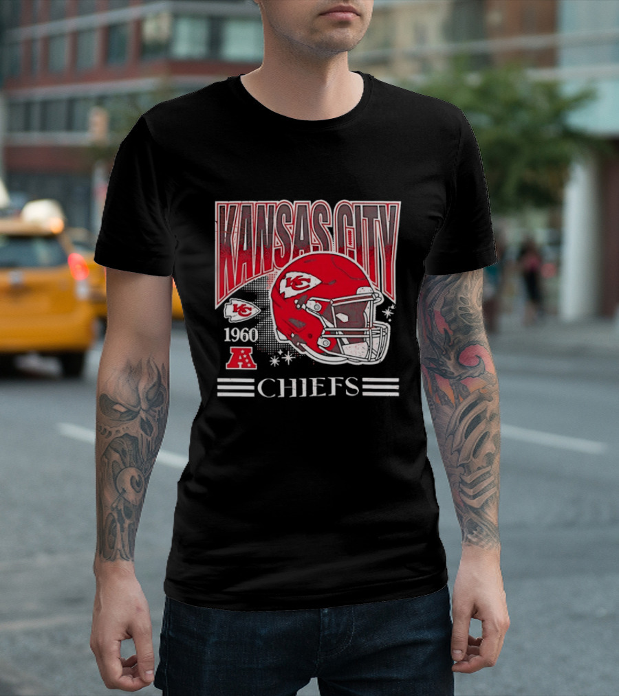 Kansas City Chiefs 1960 Red Helmet Distressed AFC T-Shirt