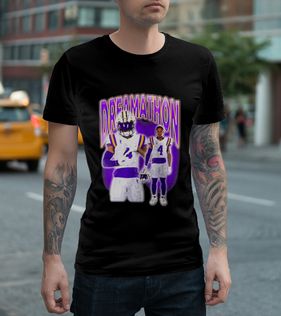 LSU Tigers Dreamathon Gotta Geaux To Work 2 Football 2 Sided T-Shirt