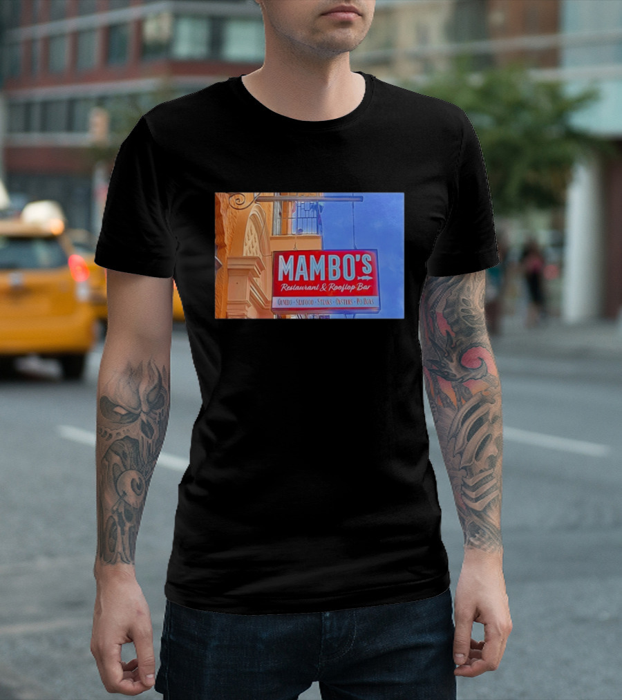 Mambo's Restaurant And Rooftop Bar Gumbo Seafood Steaks Oysters Po Boys T-Shirt