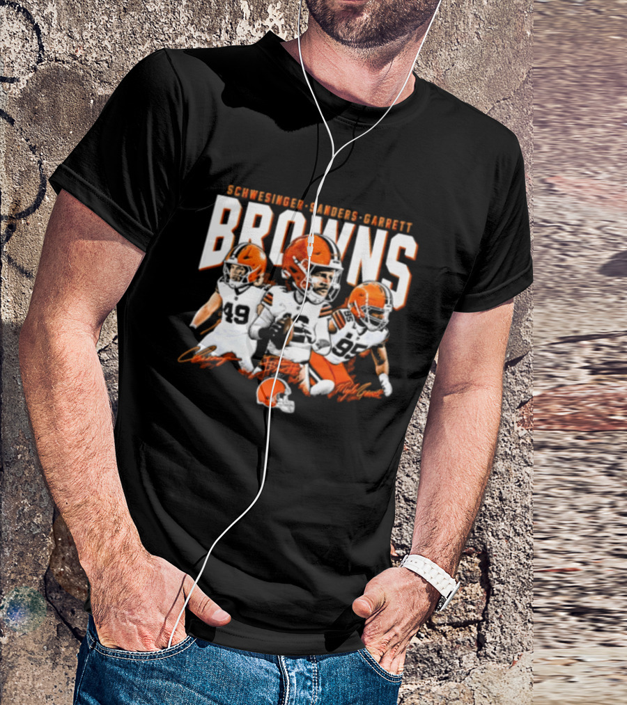 Browns Schwesinger Sanders Garrett Caricature 49 12 95 T-Shirt