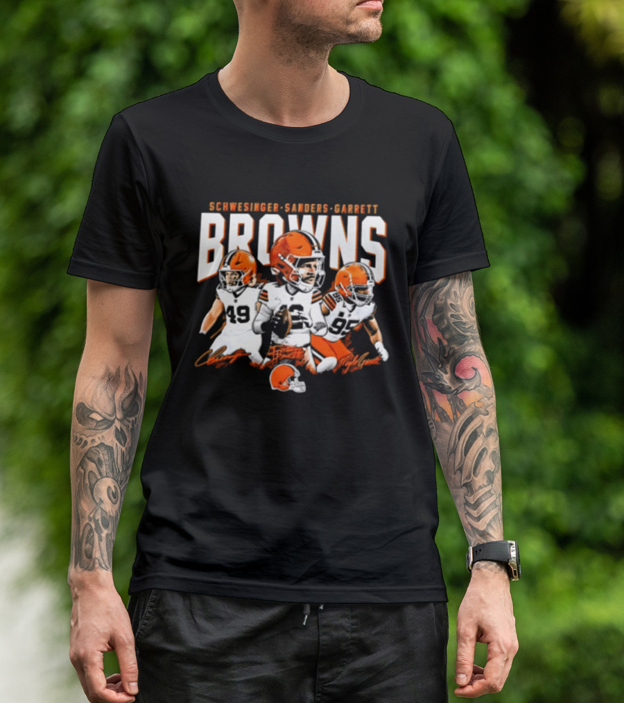 Browns Schwesinger Sanders Garrett Caricature 49 12 95 T-Shirt