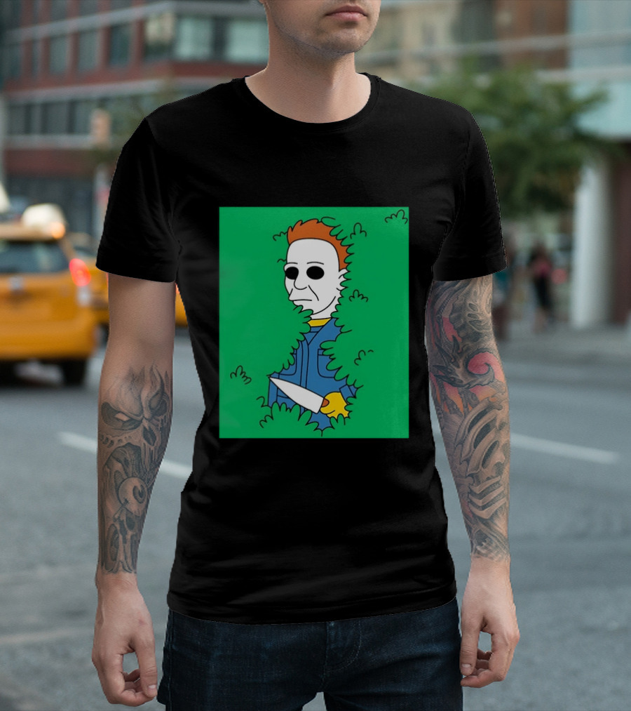 Michael Myers Halloween Bushes Knife Humor T-Shirt