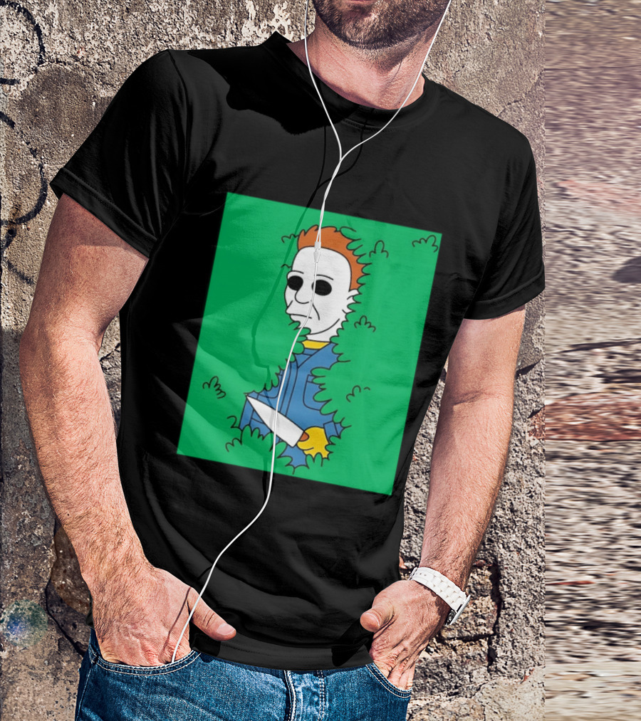 Michael Myers Halloween Bushes Knife Humor T-Shirt