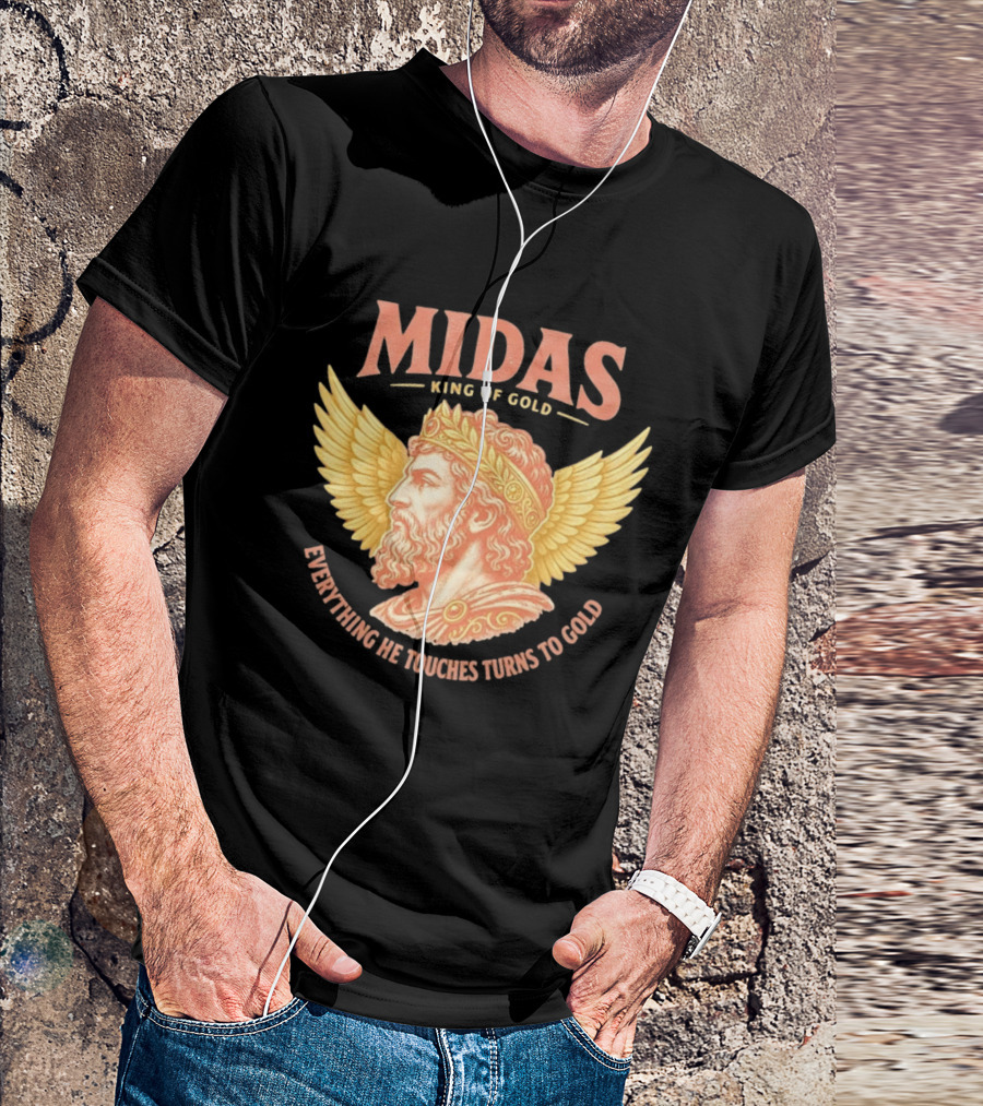 Midas King Of Gold Everything He Touches Turns To Gold Winged Crown Classic Greek Mythology T-Shirt