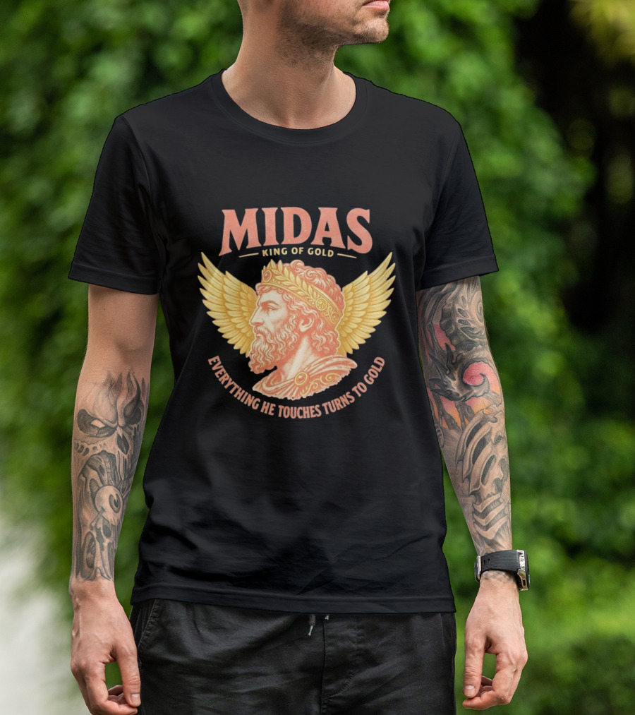 Midas King Of Gold Everything He Touches Turns To Gold Winged Crown Classic Greek Mythology T-Shirt