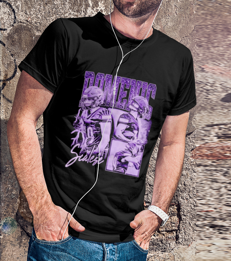 Domenic Scalese Number 9 Football Player Purple Sports Collage T-Shirt