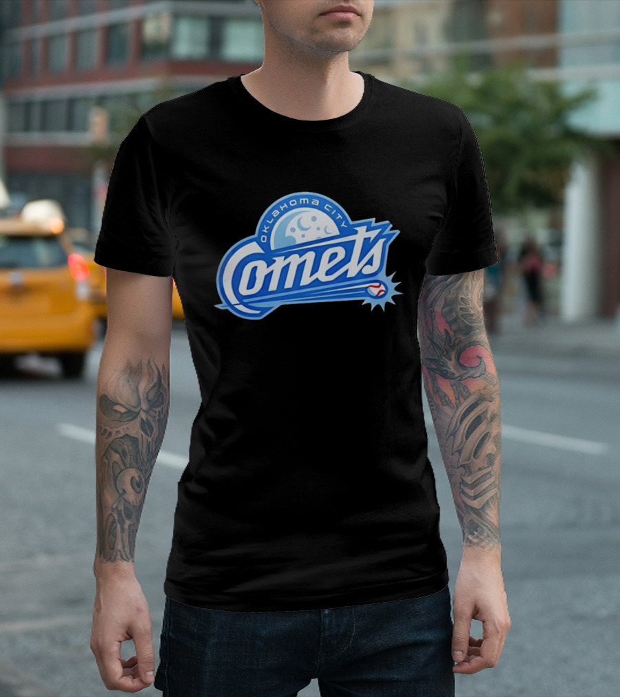 Oklahoma City Comets Baseball Team Moon And Star Baseball T-Shirt