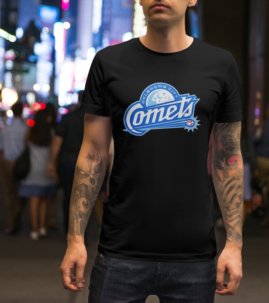Oklahoma City Comets Baseball Team Moon And Star Baseball T-Shirt