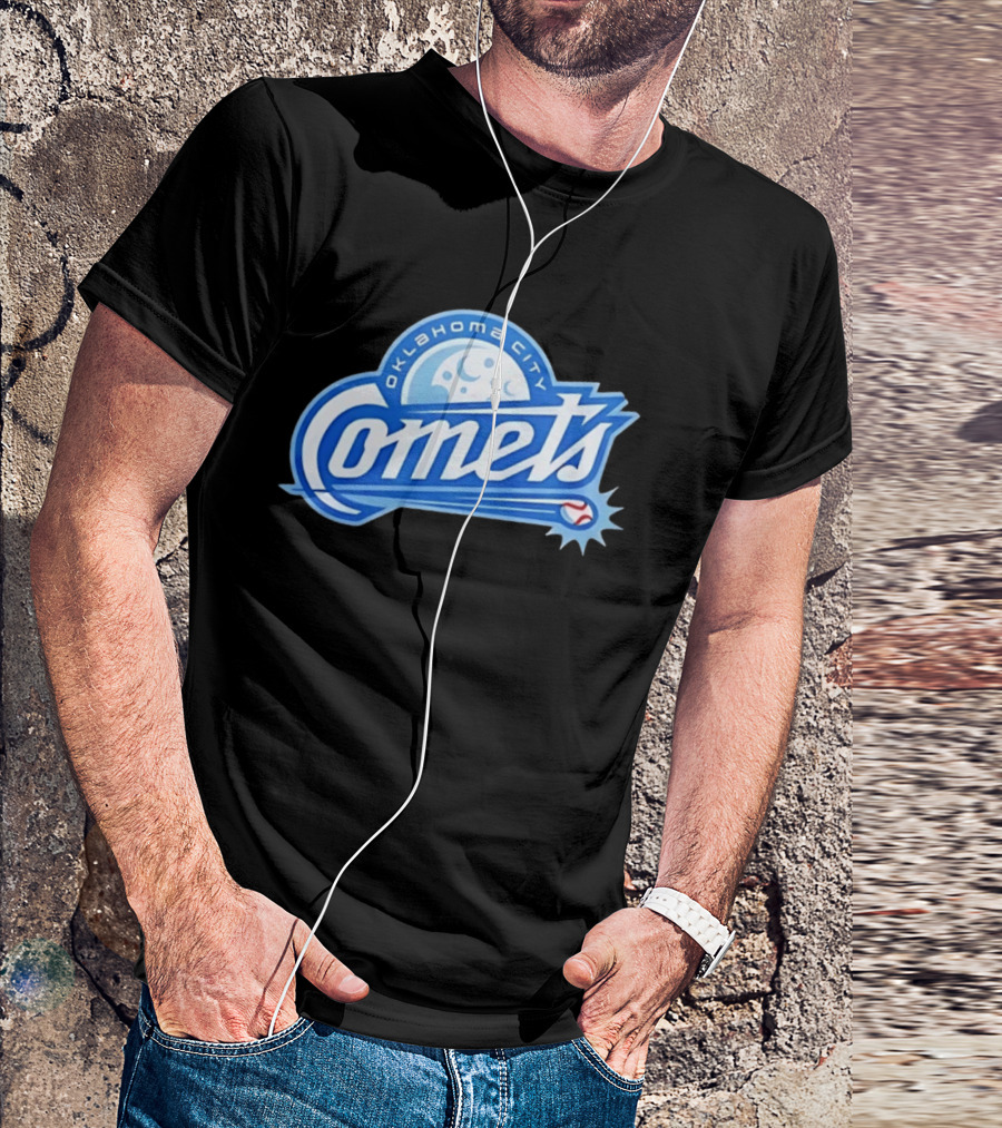 Oklahoma City Comets Baseball Team Moon And Star Baseball T-Shirt