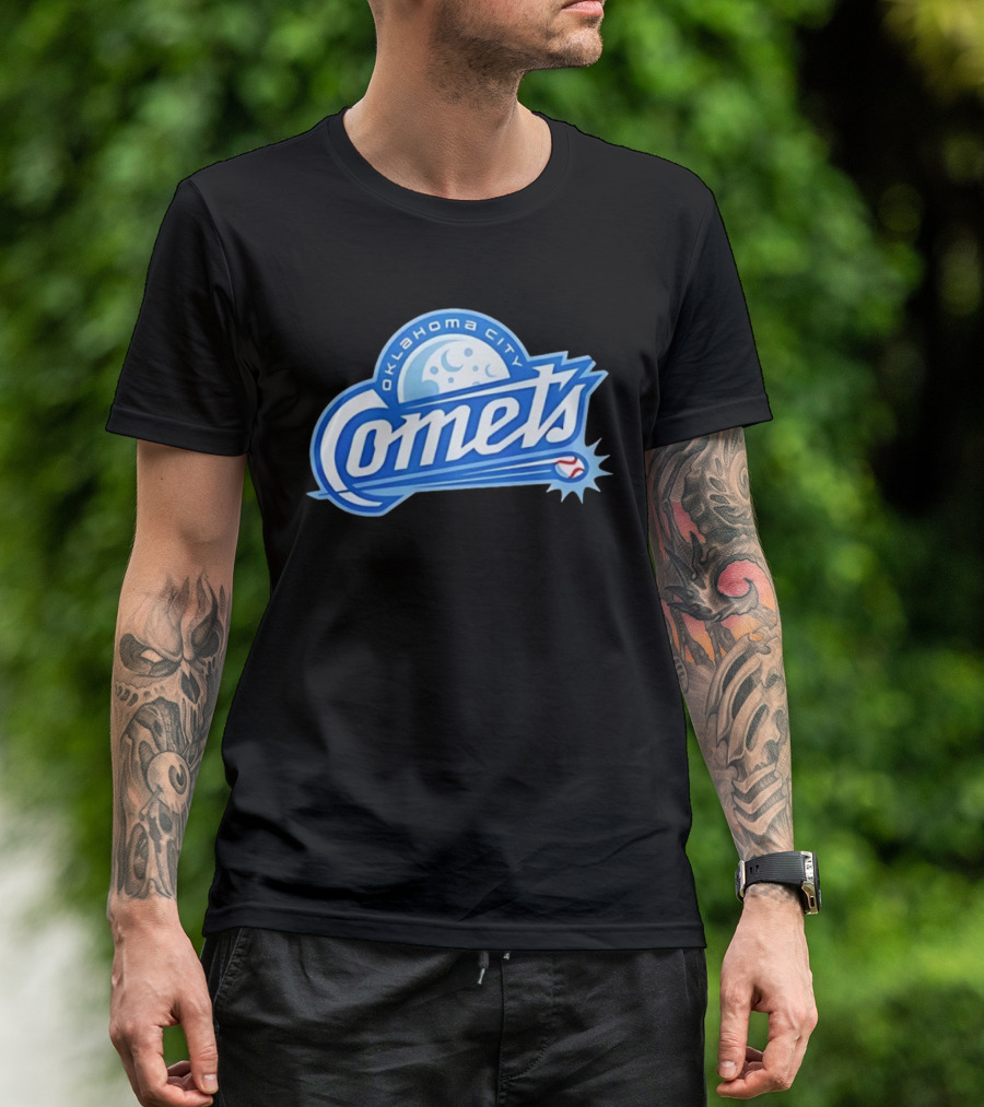 Oklahoma City Comets Baseball Team Moon And Star Baseball T-Shirt