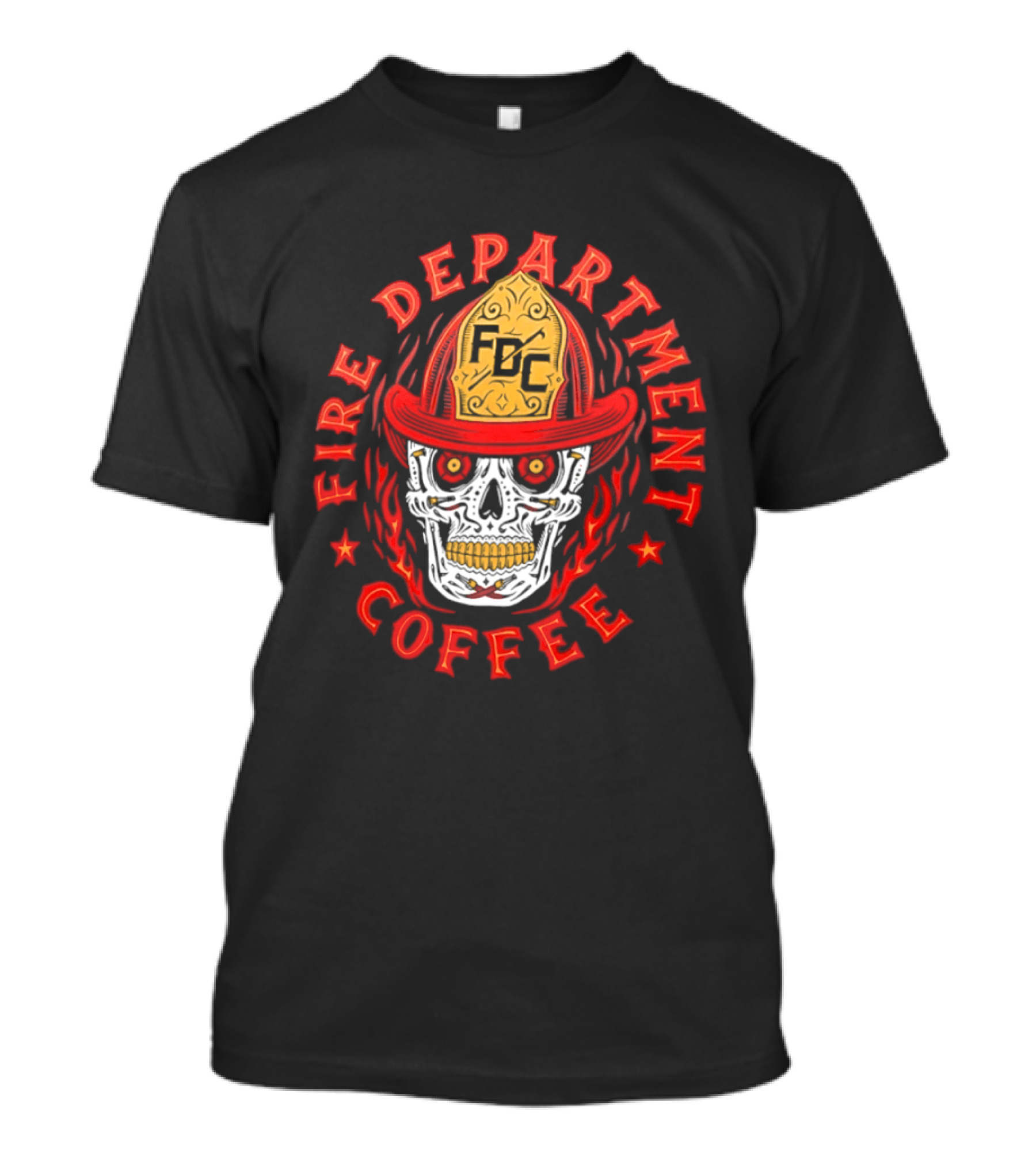 Fire Department Coffee FDC Skull Firefighter Helmet T-Shirt