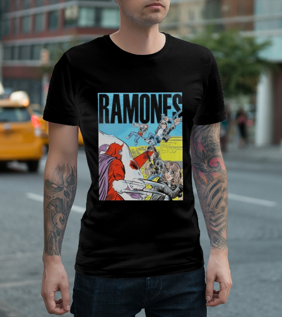 Ramones Rockaway Beach Comic Jack Kirby Style 102nd Street T-Shirt