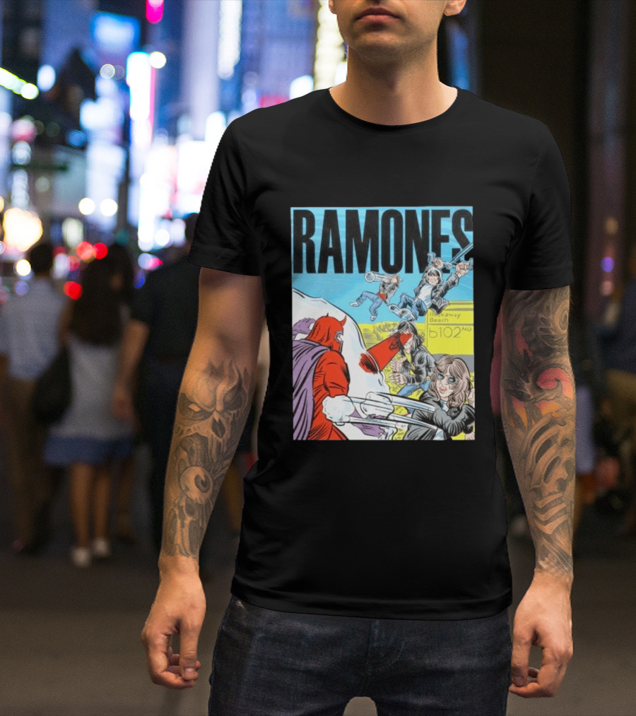 Ramones Rockaway Beach Comic Jack Kirby Style 102nd Street T-Shirt