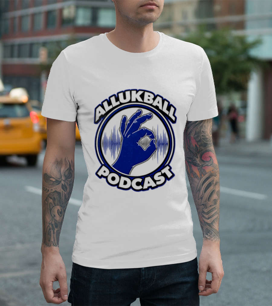 Allukball Podcast Logo Hand Gesture With Sound Waves T-Shirt