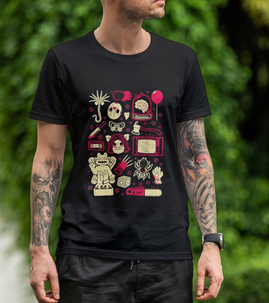 Horror Movie Slasher Mask Chainsaw Creepy Halloween T-Shirt