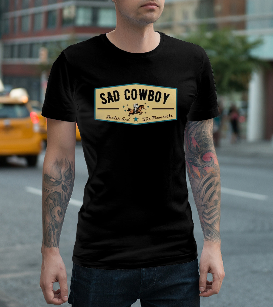 Sad Cowboy Dexter And The Moonrocks Vintage Country Rock Astronaut Horse Riding T-Shirt