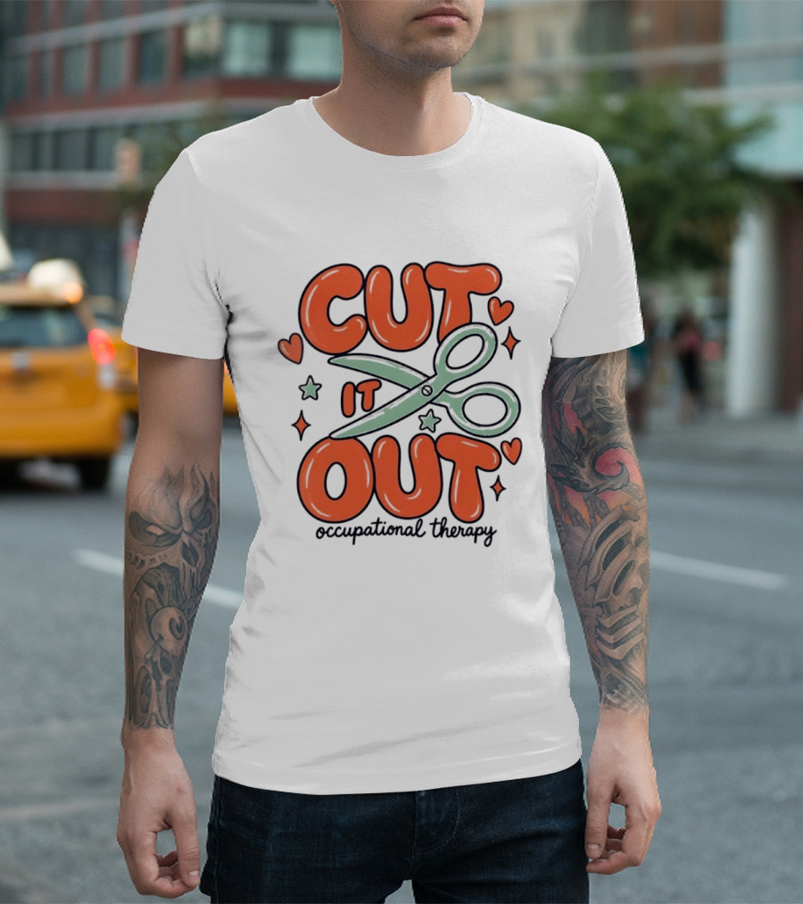 Cut It Out Occupational Therapy Scissors Art Hearts T-Shirt