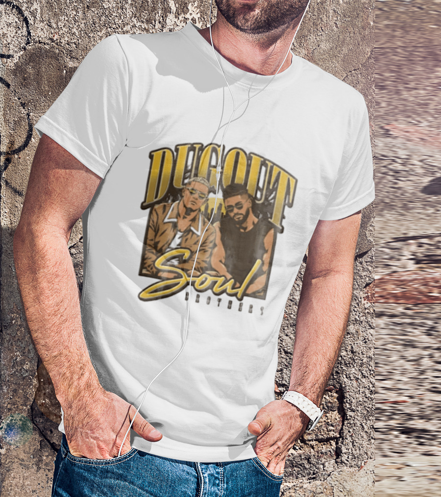 Dugout Soul Brothers Two Men Wearing Sunglasses City Skyline T-Shirt