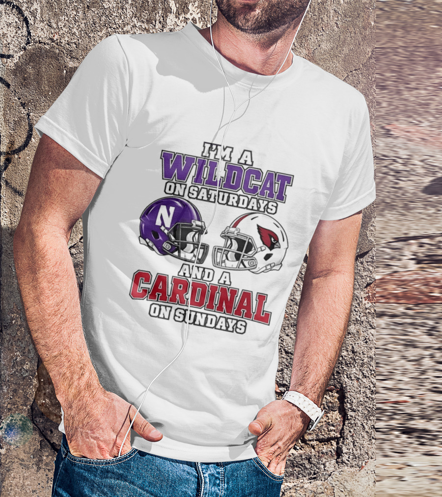 I'm A Wildcat On Saturdays And A Cardinal On Sundays Two Helmets T-Shirt