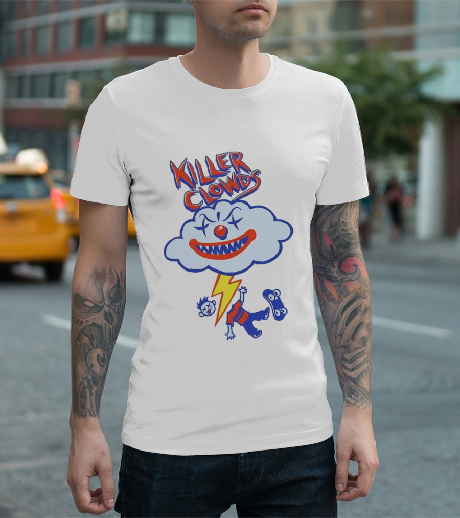 Killer Clowds Clown Cloud Lightning Skater T-Shirt