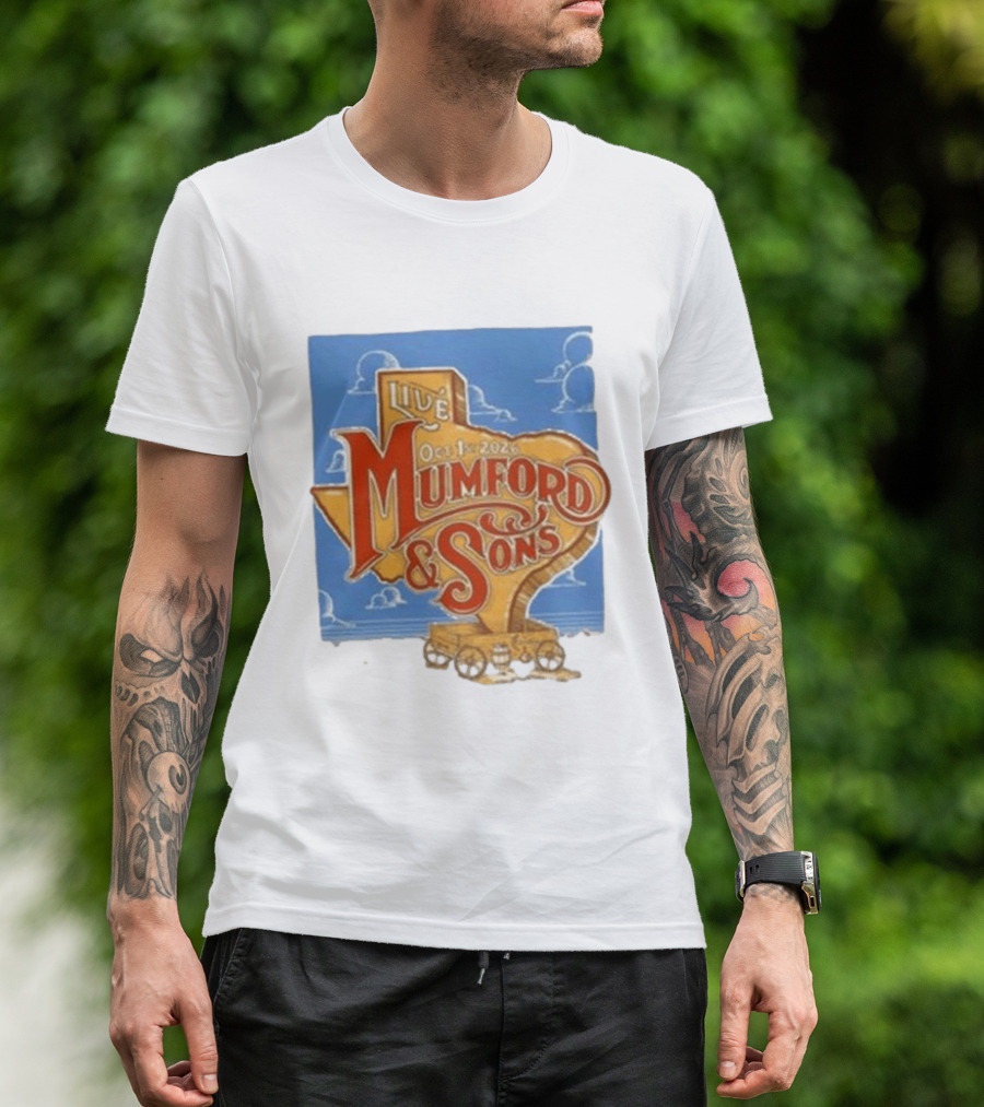 Mumford And Sons Live In The Woodlands Texas Oct 1 2026 T-Shirt