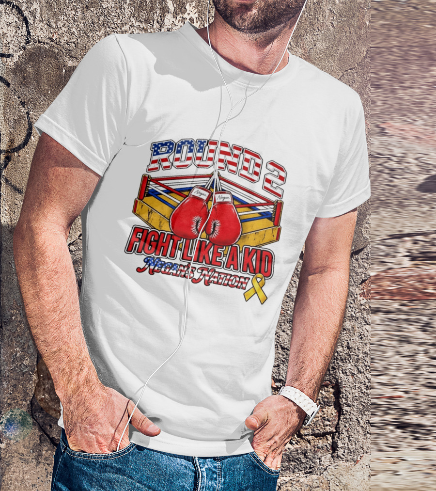 Round 2 Fight Like A Kid Negan's Nation Boxing Gloves Yellow Ribbon T-Shirt