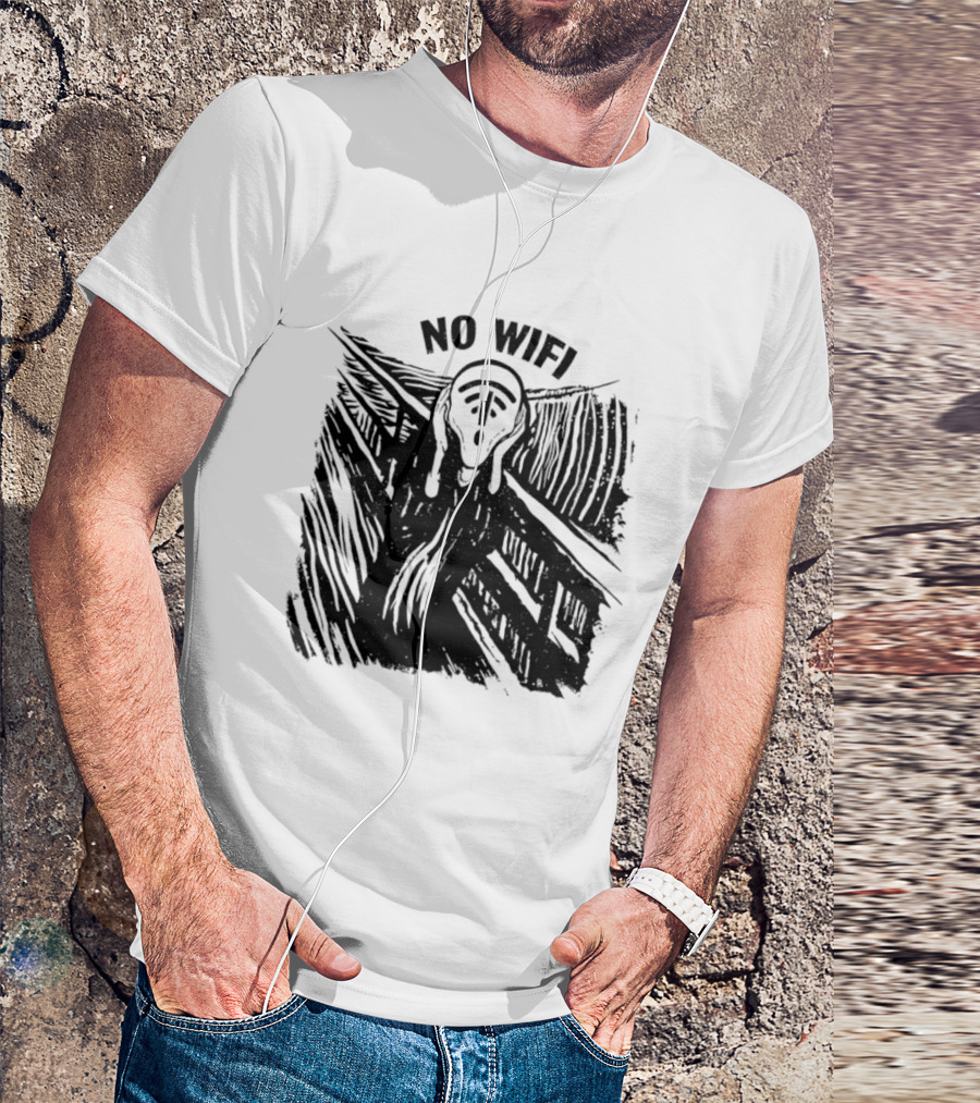No WiFi The Scream Edvard Munch Network Signal T-Shirt