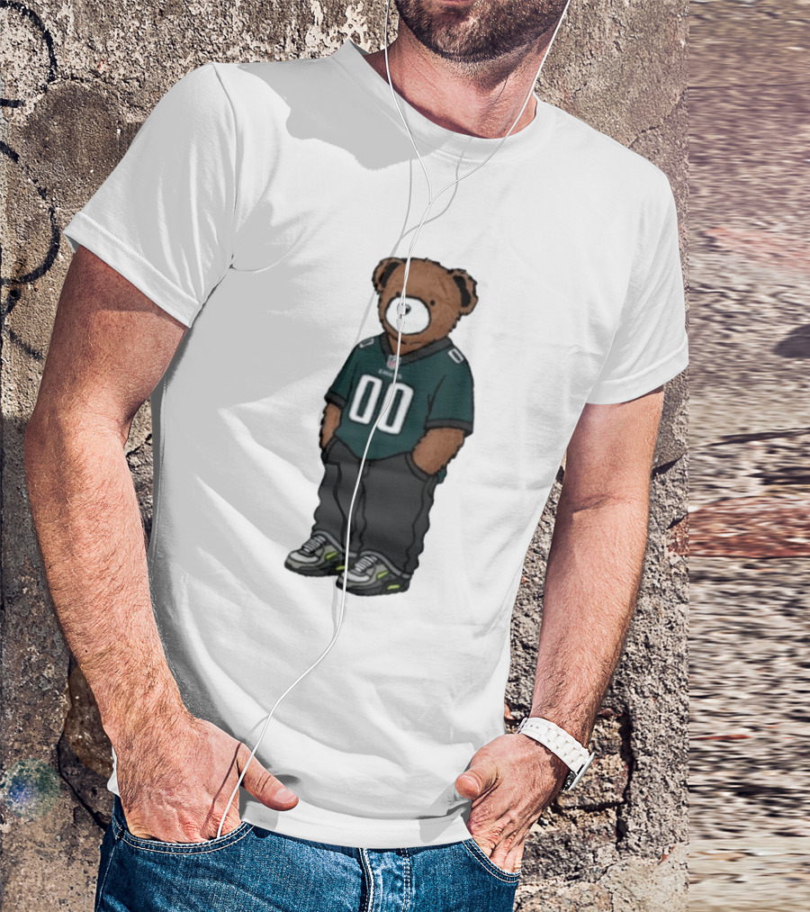 Philadelphia Eagles Teddy Bear Jersey 00 Team Spirit Fan T-Shirt