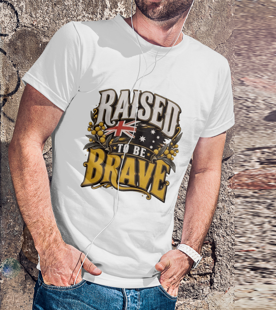 Raised To Be Brave Australian Flag With National Pride And Floral T-Shirt