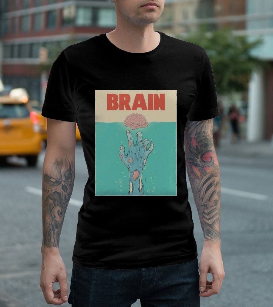 Brain Zombie Hand Horror Undead Creepy T-Shirt