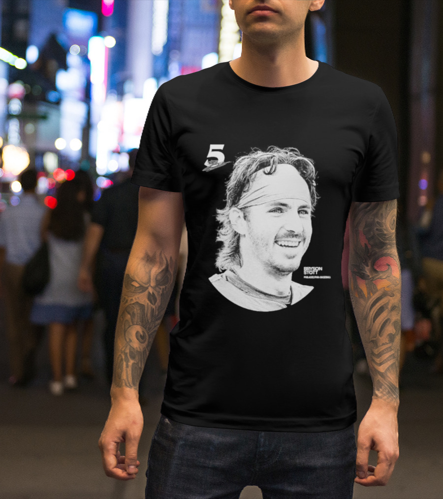 Philadelphia Baseball Bryson Stott 5 Halftone T-Shirt