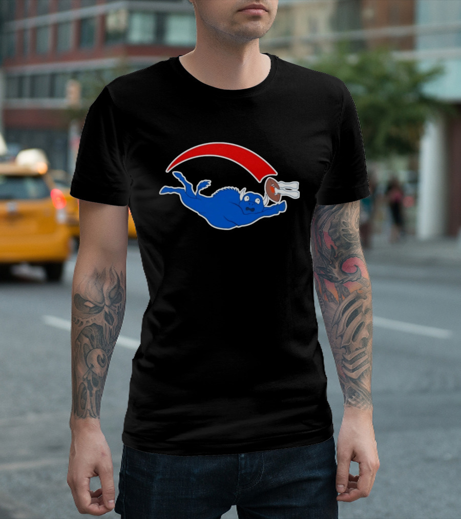 Buffalo Bills Cartoon Parody Football Logo Flying Blue Buffalo T-Shirt