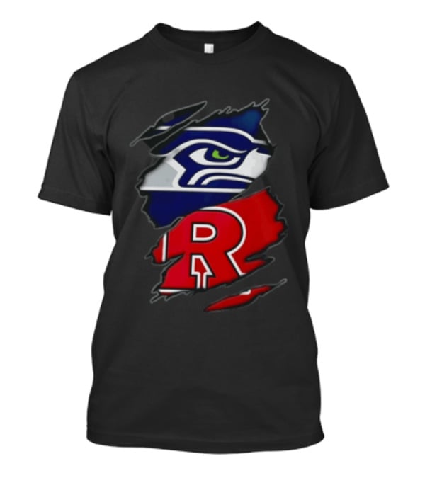 Seattle Seahawks Ripped Fabric Reveal With Rutgers Scarlet Knights T-Shirt
