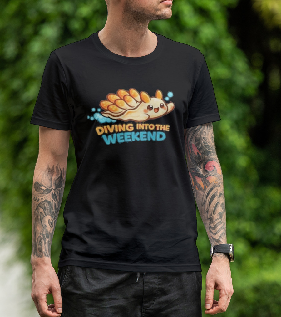 Diving Into The Weekend Cute Cartoon Sea Creature T-Shirt