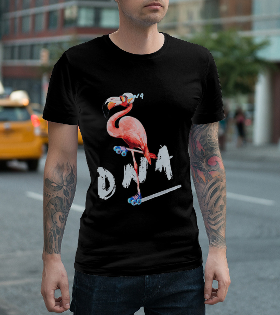 DNA Flamingo Roller Skates Fun Night T-Shirt