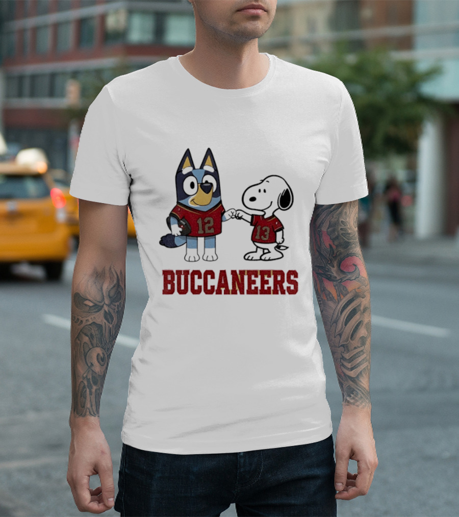 Bluey Snoopy Tampa Bay Buccaneers Football Friends T-Shirt