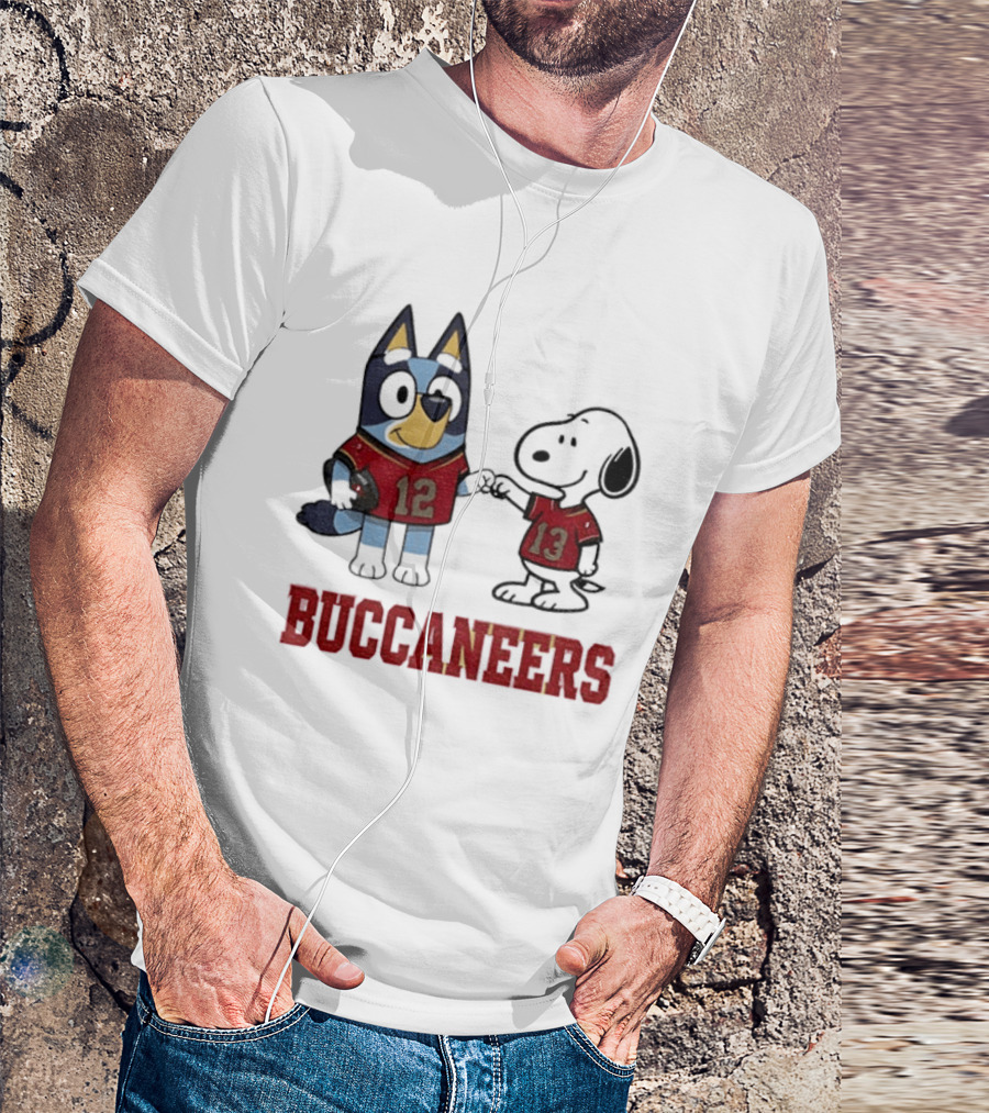 Bluey Snoopy Tampa Bay Buccaneers Football Friends T-Shirt