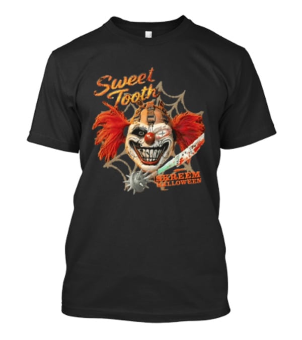 Sweet Tooth Skreem Halloween Evil Clown Mask Red Hair T-Shirt